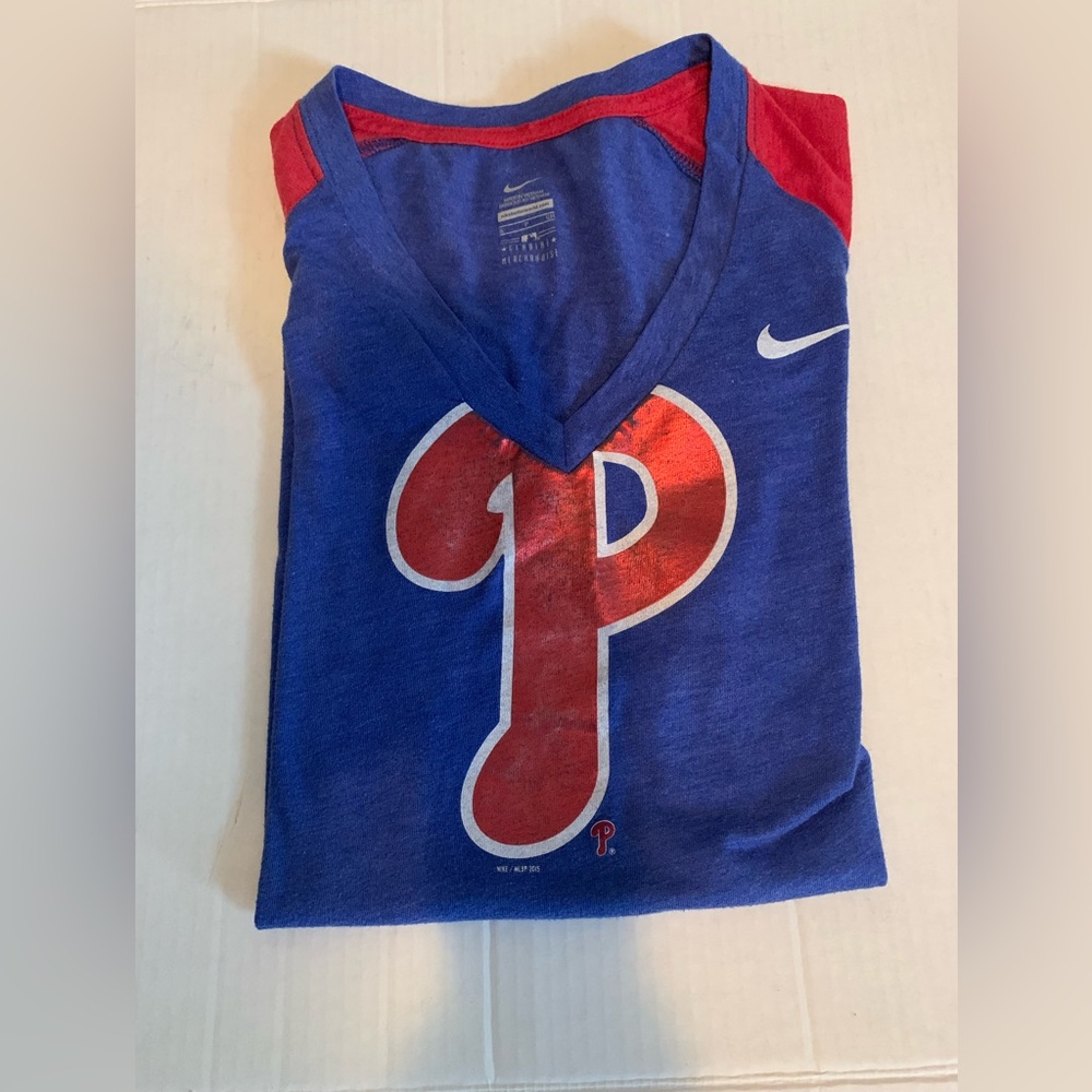 Nike Blue and Red Philadelphia Phillies Short Sleeve Tee